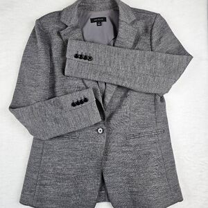 Ann‎ Taylor Wool Blend Heather Grey Size 10 Blazer Sports Coat Layer Office Work